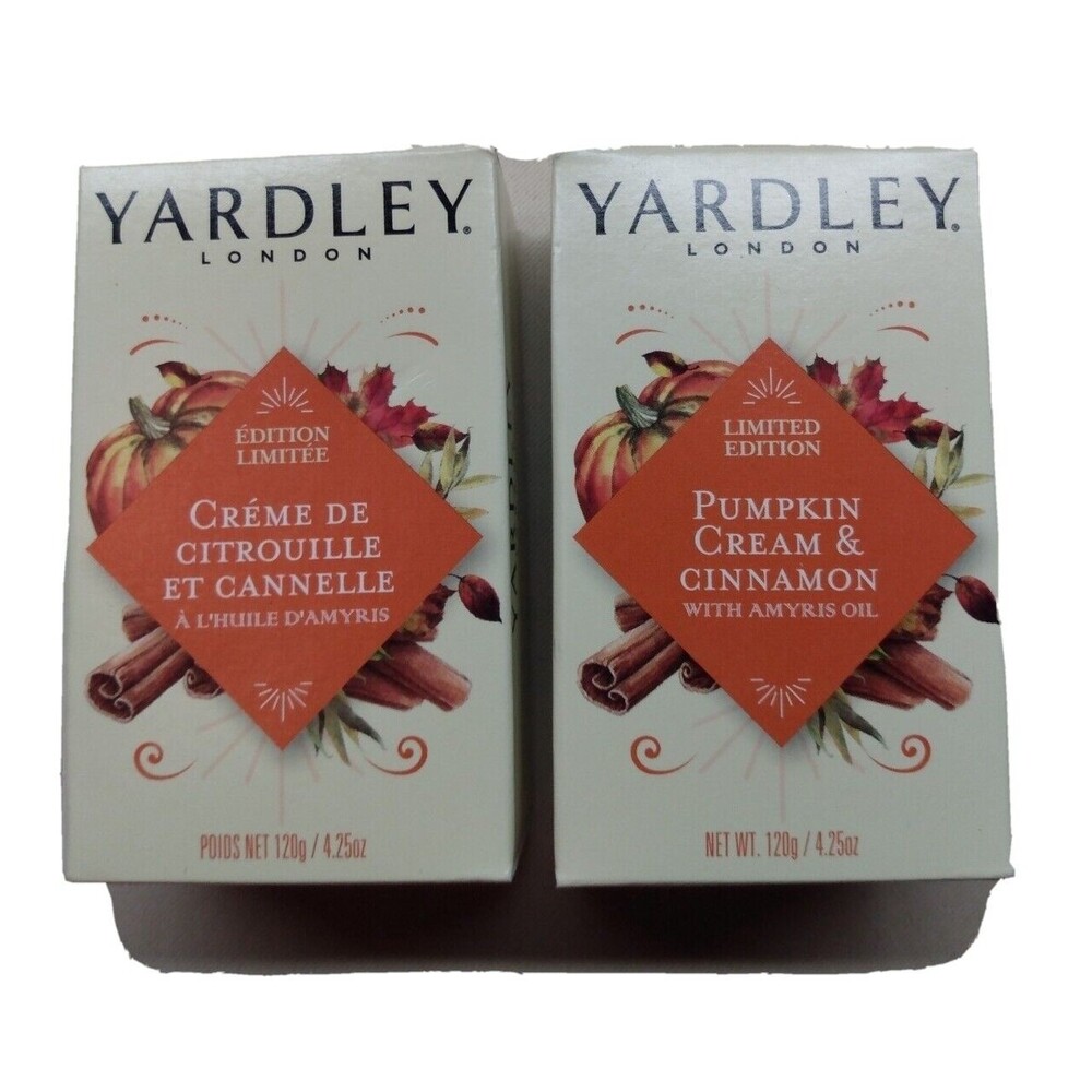 Yardley London Moisturizing Bath Bar Soap Pumpkin Cream & Cinnamon Lot of 2